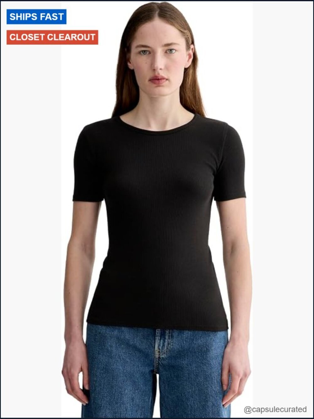 Supima Ribbed Crewneck T-Shirt - Slim Fit Short Sleeve Tee